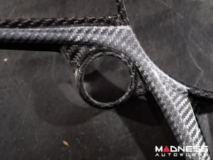 Alfa Romeo Stelvio Steering Wheel Trim - Carbon Fiber - Main Center Trim Piece - Black/ White Candy - Pre '20 Models